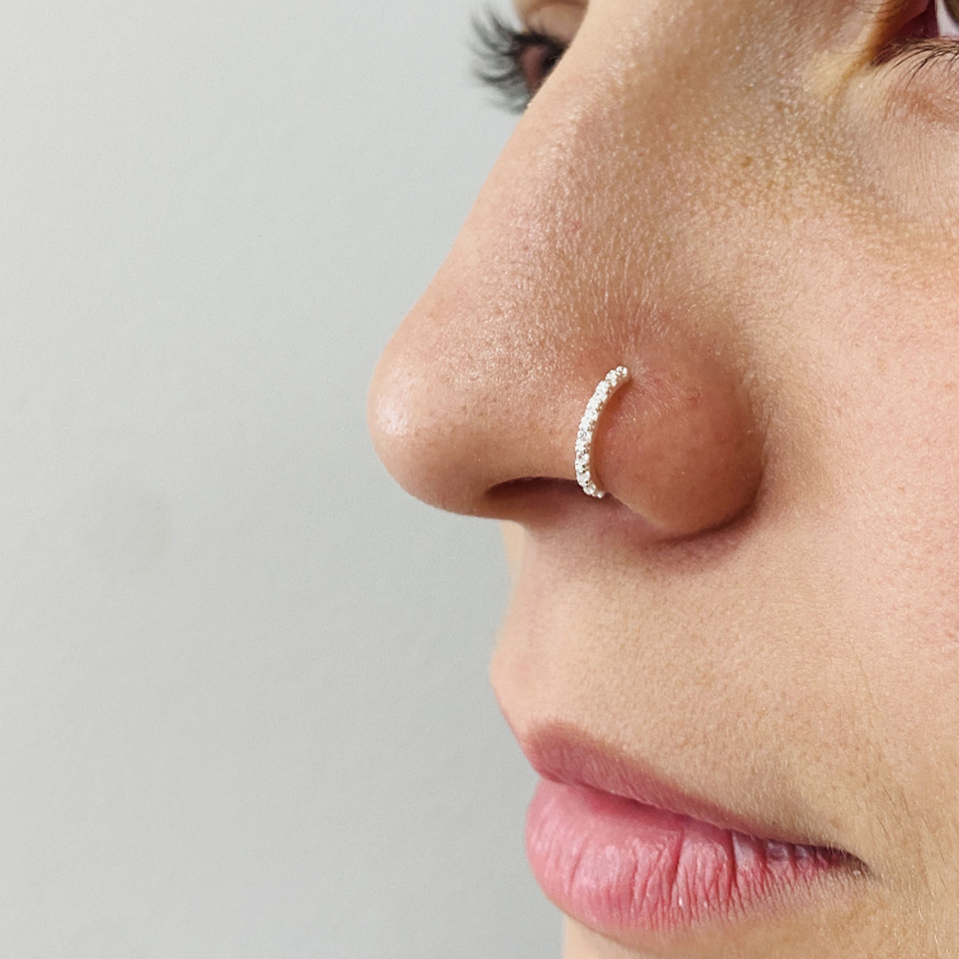 Piercing Nariz Argolinha Cravejado - KL PRATAS