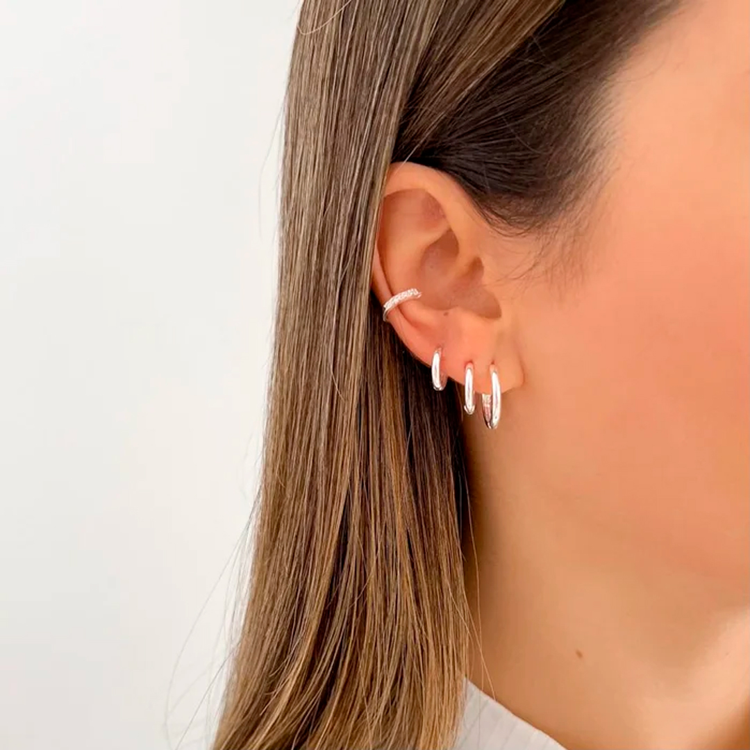 Trio Argolas Click Lisa Prata 925 - Imagem 2