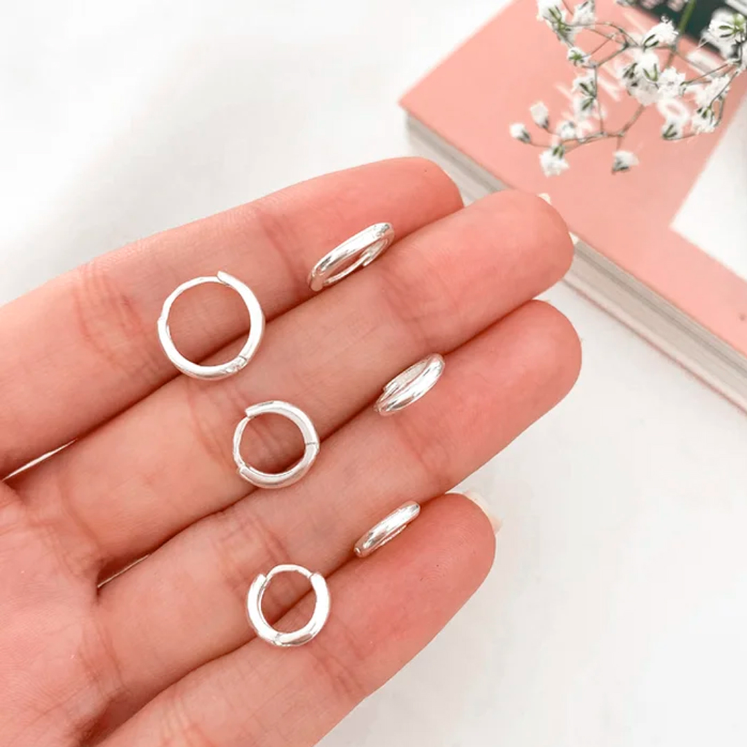 Trio Argolas Click Lisa Prata 925 - Imagem 4