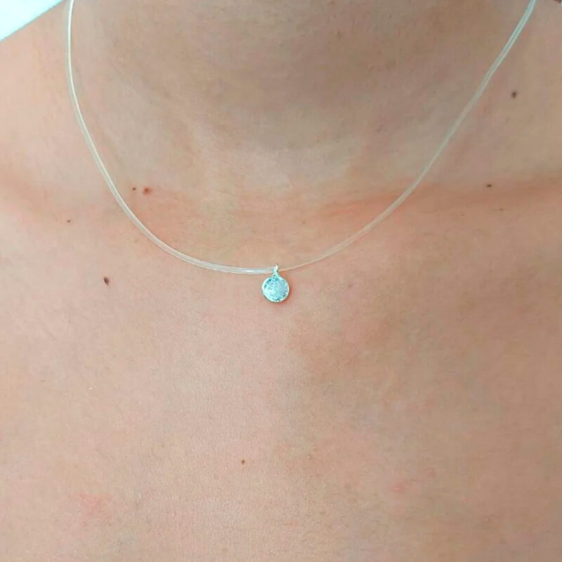 Colar Ponto de luz Silicone Prata 925