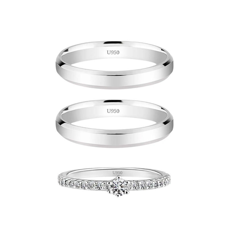 Alianças de Namoro Prata 925 3mm Italiana + Anel Solitário Luxo