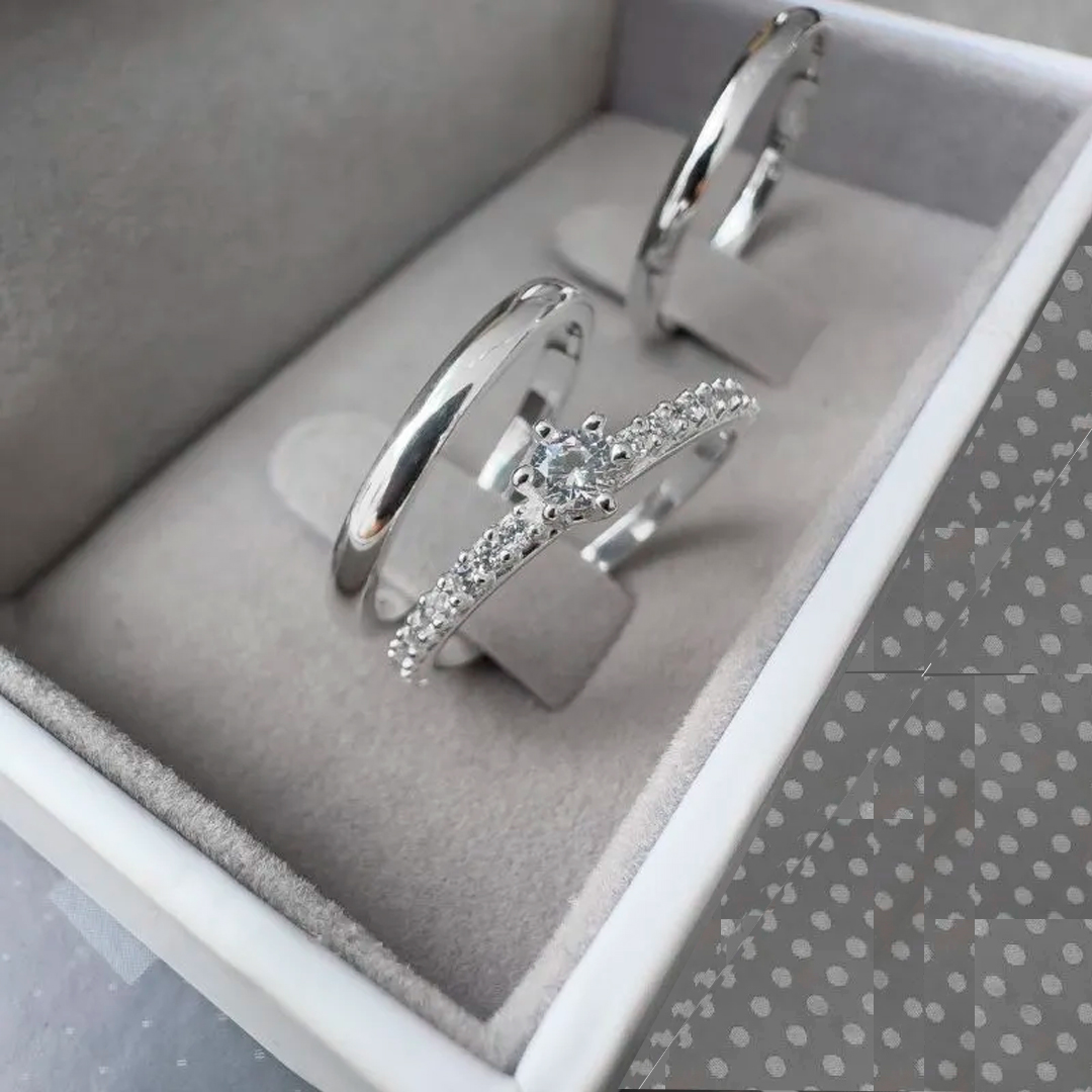 Alianças de Namoro Prata 925 2mm Tradicional + Anel Solitário Luxo - Imagem 2