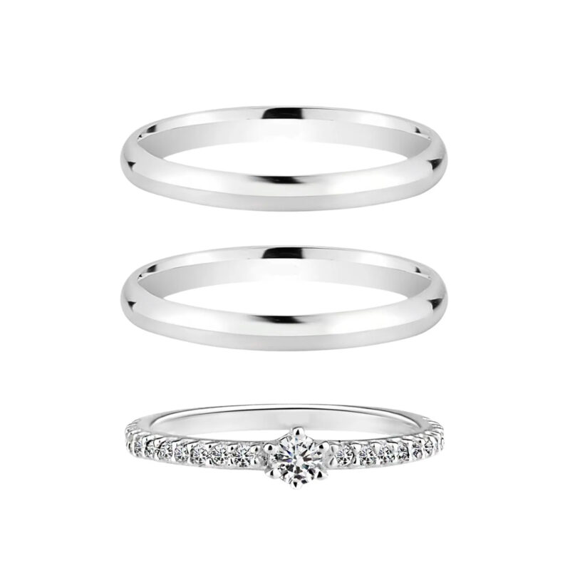 Alianças de Namoro Prata 925 2mm Tradicional + Anel Solitário Luxo