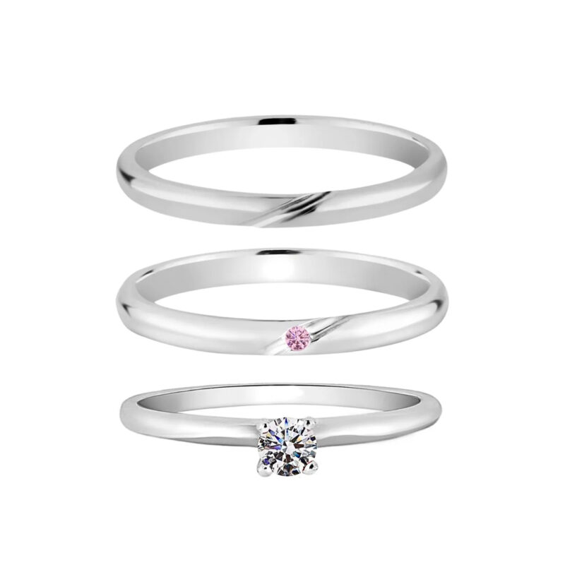 Alianças de Namoro Prata 925 2mm Tradicional Crav + Anel Solitário