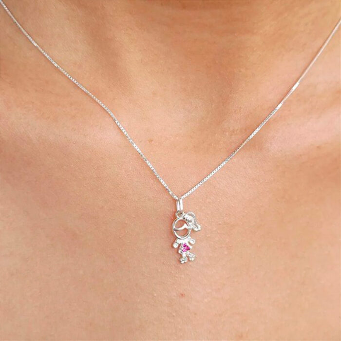 Colar Menina Rosa Prata 925 - Image 2