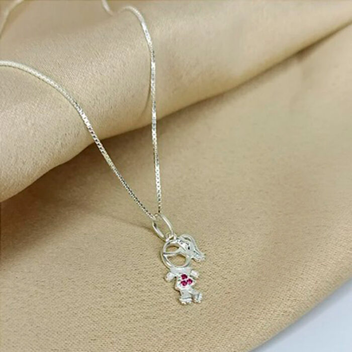 Colar Menina Rosa Prata 925 - Image 4