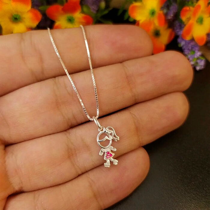 Colar Menina Rosa Prata 925 - Image 3