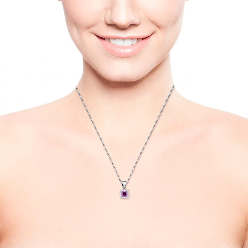 Conjunto Quadrado Lilas Cravejado Prata 925
