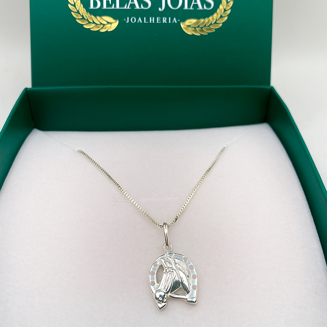 Cordão Ferradura e Cavalo 13mm Prata 925 - Imagem 2