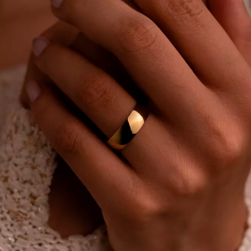 Alianças de Ouro 18K 6mm Abaulada Polida