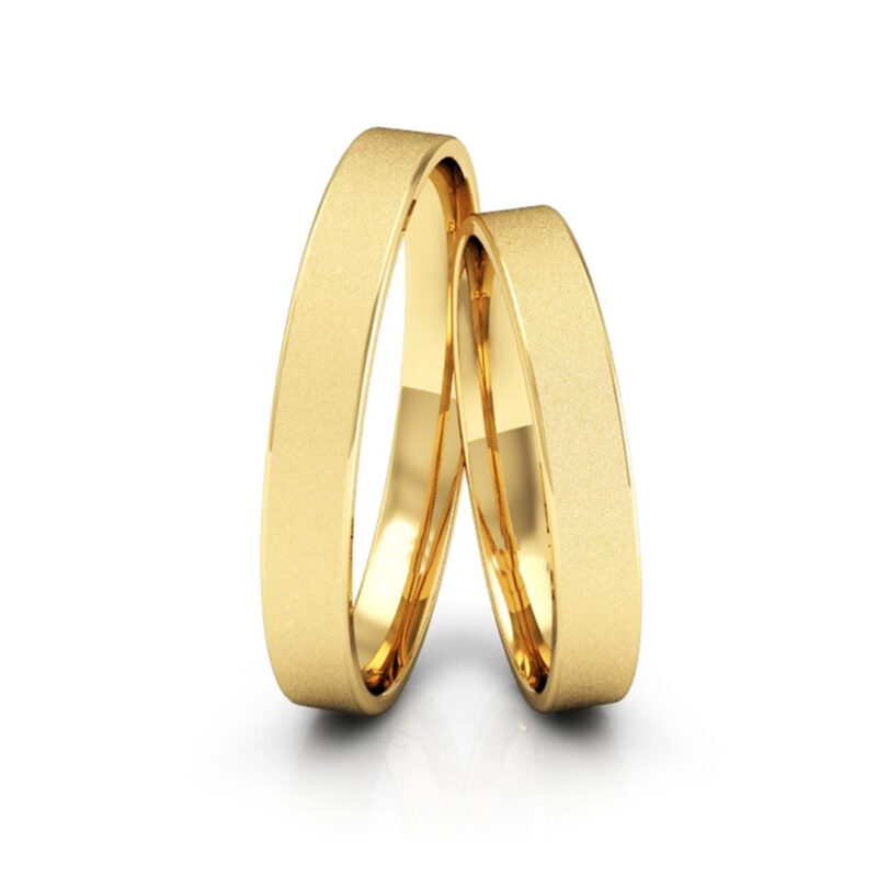 Alianças de Ouro 18K 3mm Quadrada Diamantada