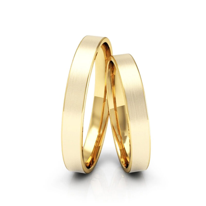 Alianças de Ouro 18K 3mm Quadrada Fosca