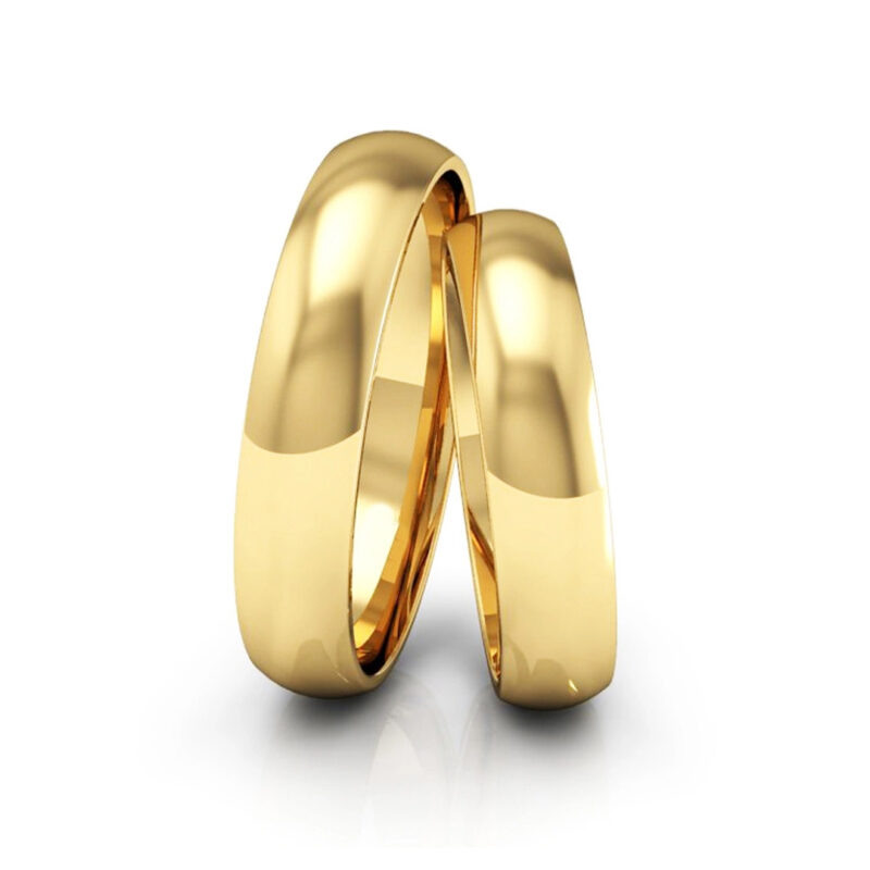 Alianças de Ouro 18K 4mm Abaulada Polida