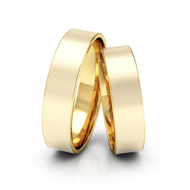 Alianças de Ouro 18K 5mm Quadrada Fosca