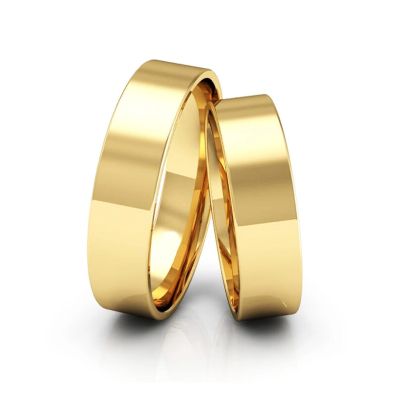 Alianças de Ouro 18K 5mm Quadrada Polida