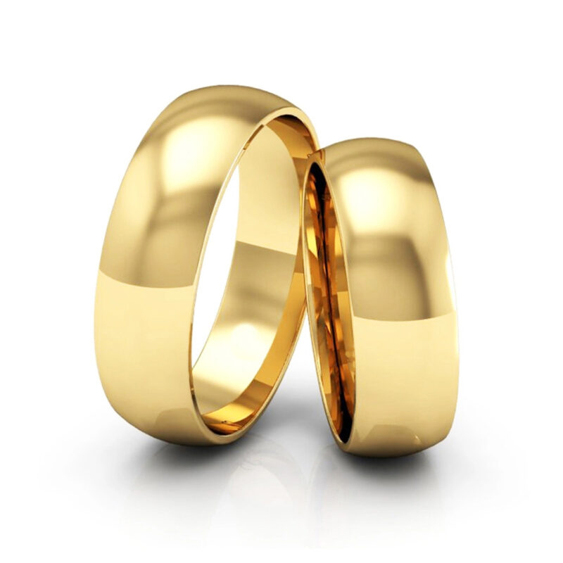 Alianças de Ouro 18K 6mm Abaulada Polida