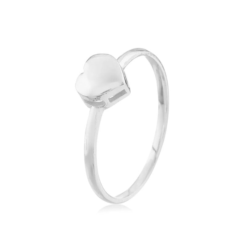Anel Coração 3D Polido Prata 925
