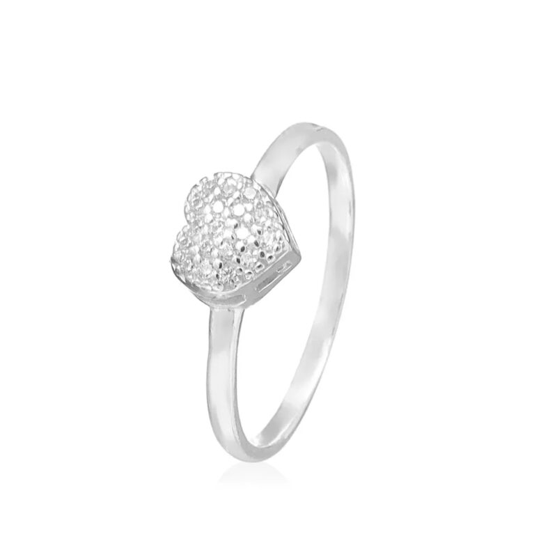 Anel Coração Cravejado 3D Prata 925