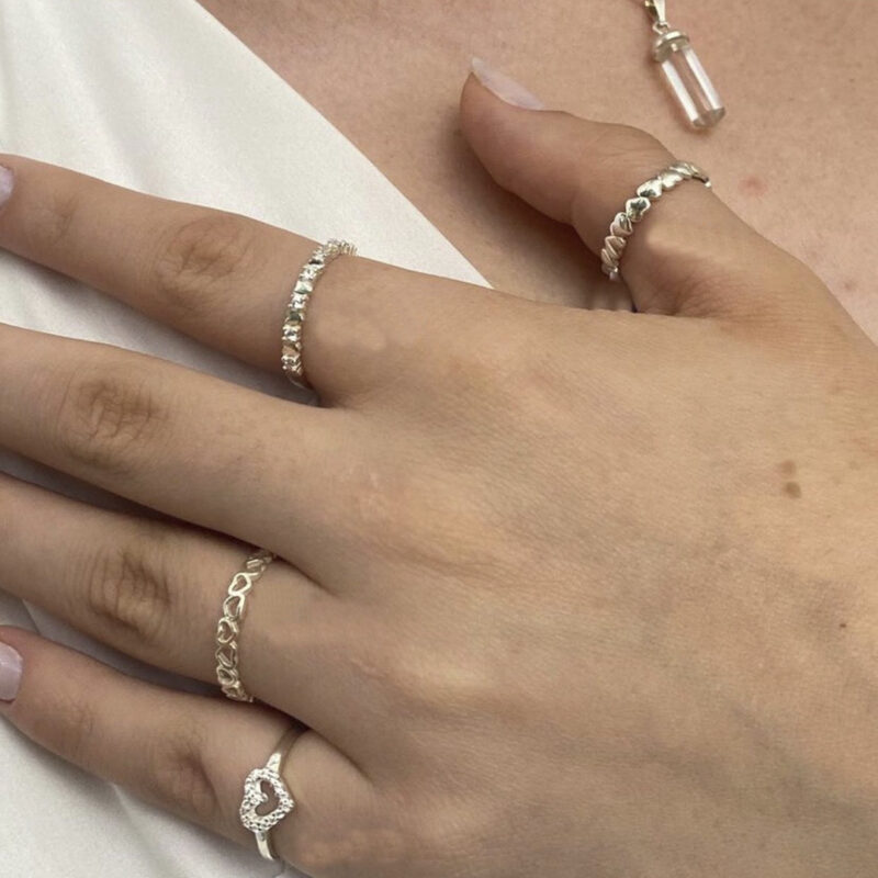 Anel Corações e Ponto de luz