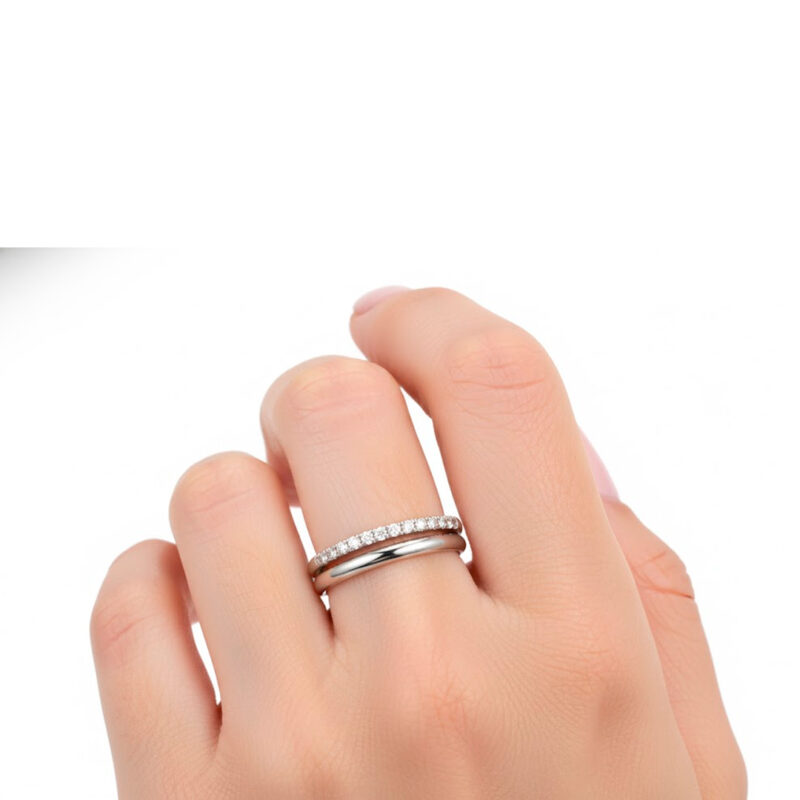 Alianças de Namoro Prata 925 2mm +  Anel Meia Aliança