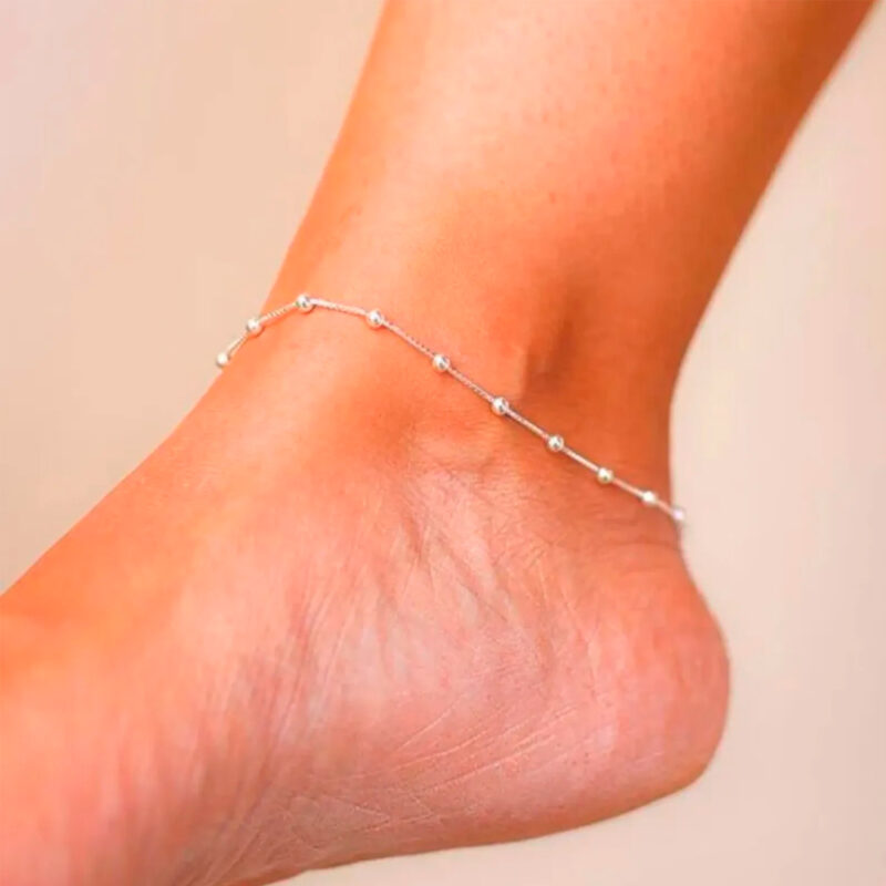 Tornozeleira Bolinhas Prata 925