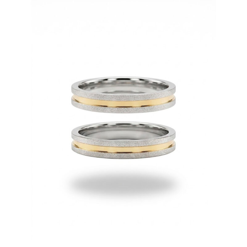 Alianças de Namoro Prata 925 3mm Friso Central Fio Banhado