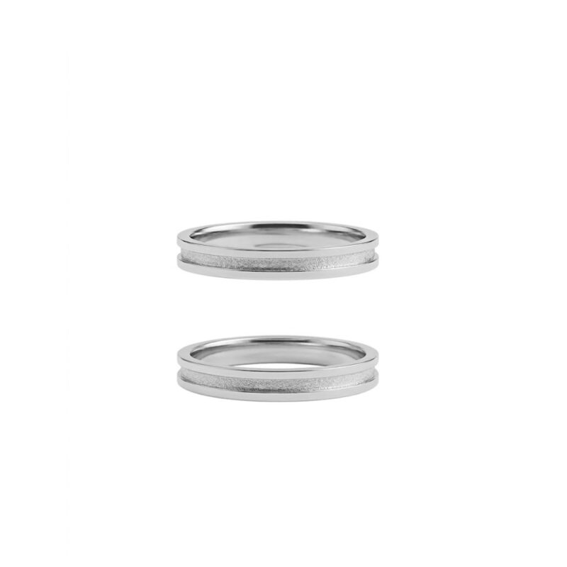 Alianças de Namoro Prata 925 3mm Friso Central Fosco