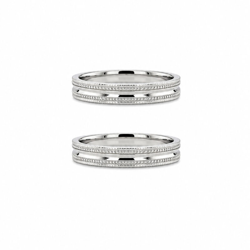 Alianças de Namoro Prata 925 4mm Bordado Bolinhas
