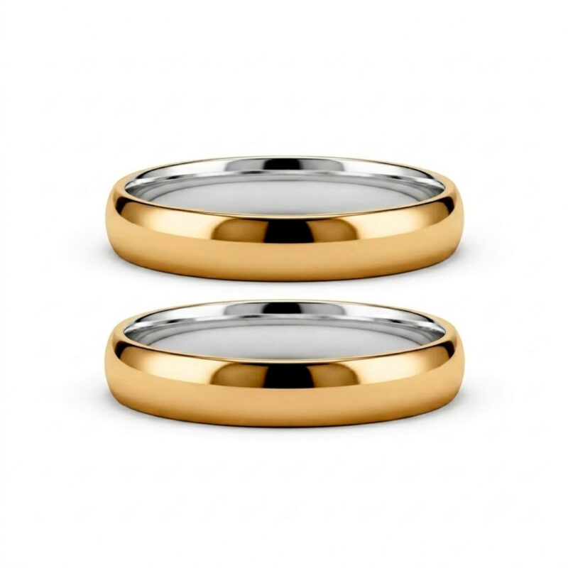 Alianças de Casamento em Moeda Antiga 5mm Tradicional Forro de Prata 925