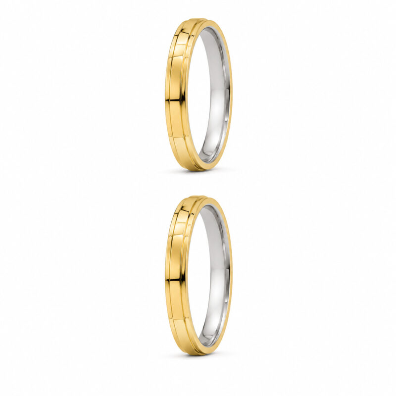 Alianças de Casamento em Moeda Antiga 3mm Canaleta Central (S/Pedra) Forro de Aço inox