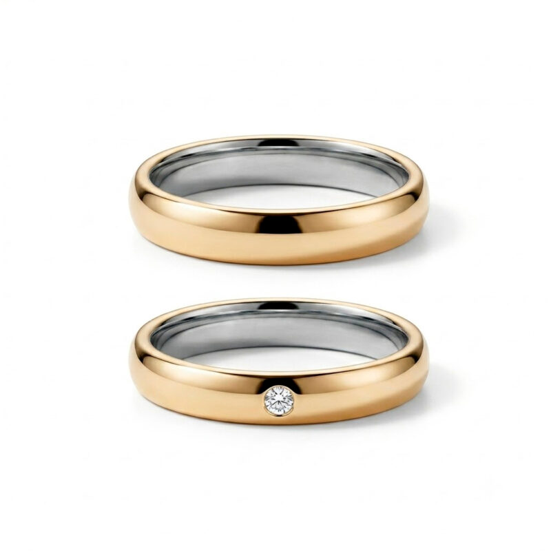 Alianças de Casamento em Moeda Antiga 4mm Tradicional Forro de Aço inox