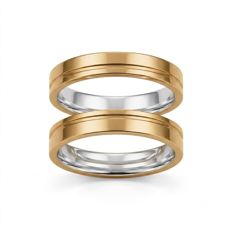 Alianças de Casamento em Moeda Antiga 4mm Canaleta Lateral Forro de Prata 925