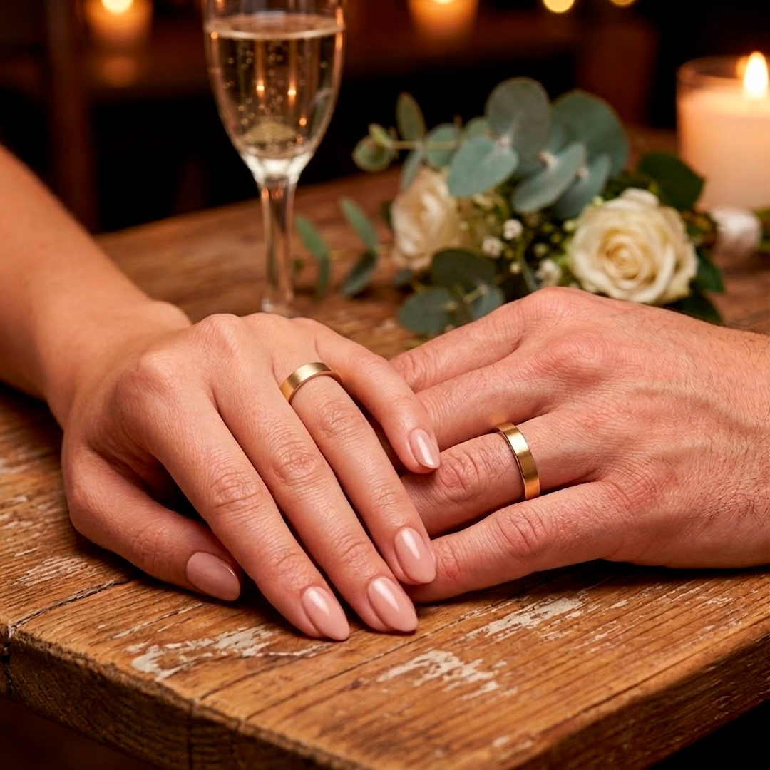 Alianças de Casamento em Moeda Antiga 4mm Reta Forro de Prata 925 - Imagem 3