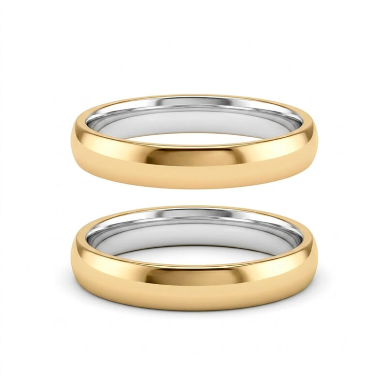 Alianças de Casamento em Moeda Antiga 4mm Tradicional Forro de Prata 925