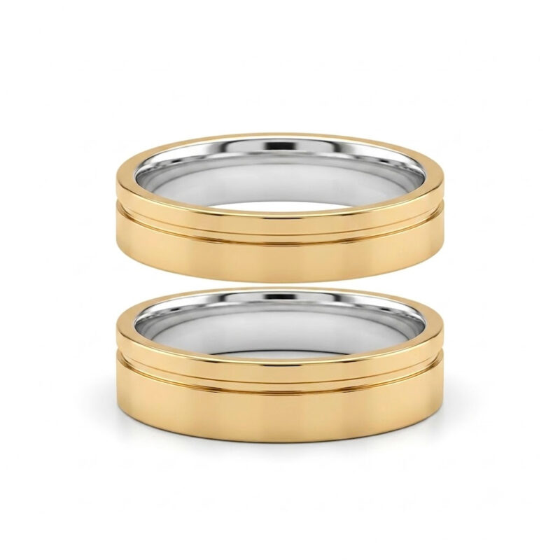 Alianças de Casamento em Moeda Antiga 6mm Canaleta Lateral Forro de Prata 925