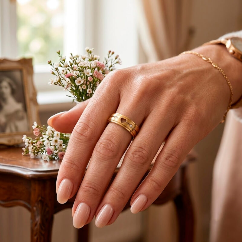 Alianças de Casamento em Moeda Antiga 6mm (Com Coração) Forro de Aço Inox