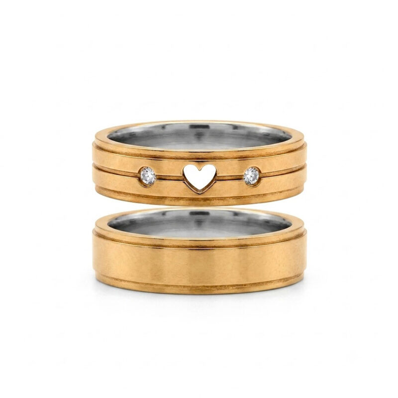 Alianças de Casamento em Moeda Antiga 6mm (Com Coração) Forro de Aço Inox