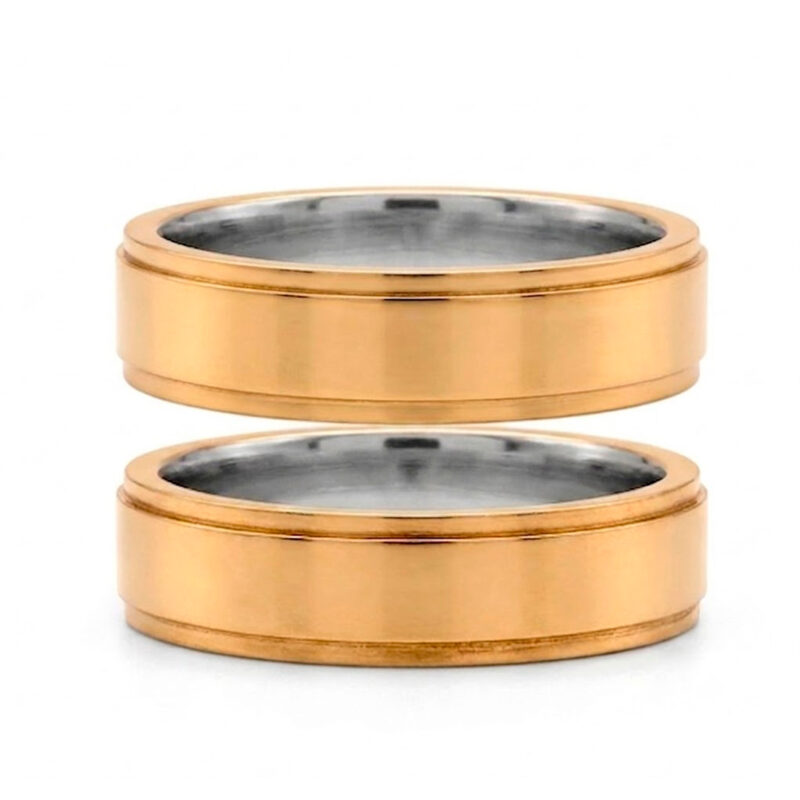 Alianças de Casamento em Moeda Antiga 6mm (S/Coração) Forro de Aço Inox