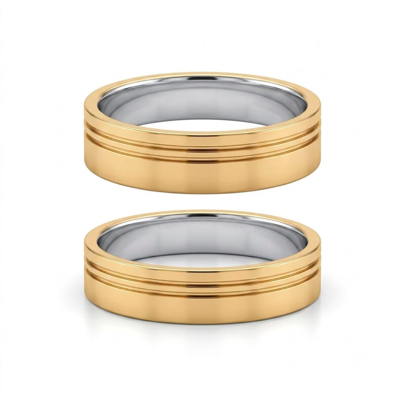 Alianças de Casamento em Moeda Antiga 7mm 2 Frisos Forro de Prata 925
