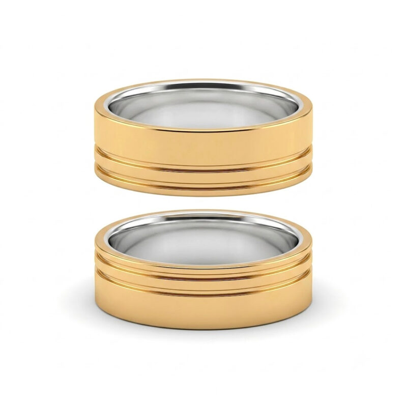 Alianças de Casamento em Moeda Antiga 8mm 2 Frisos Forro de Prata 925